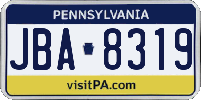PA license plate JBA8319