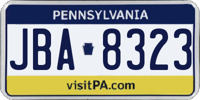PA license plate JBA8323