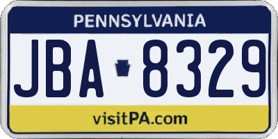 PA license plate JBA8329