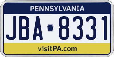 PA license plate JBA8331