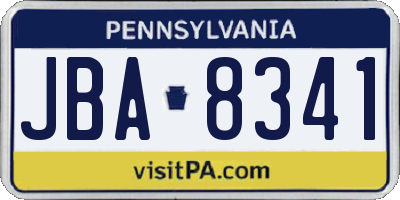 PA license plate JBA8341