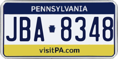 PA license plate JBA8348