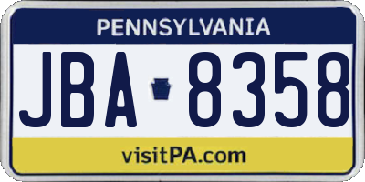 PA license plate JBA8358