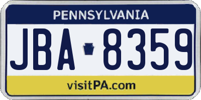PA license plate JBA8359