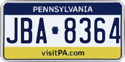 PA license plate JBA8364