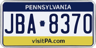 PA license plate JBA8370