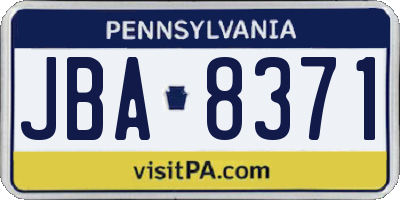 PA license plate JBA8371