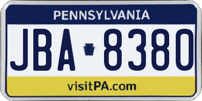 PA license plate JBA8380