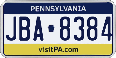 PA license plate JBA8384