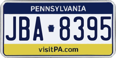 PA license plate JBA8395