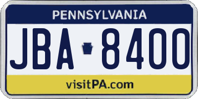PA license plate JBA8400