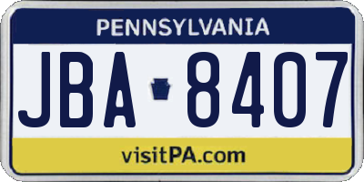 PA license plate JBA8407