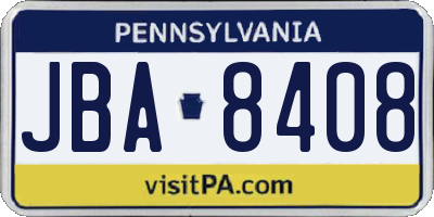 PA license plate JBA8408