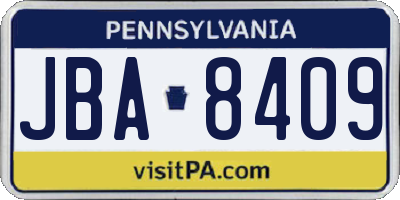 PA license plate JBA8409