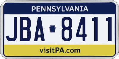 PA license plate JBA8411