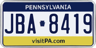 PA license plate JBA8419