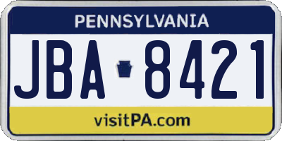 PA license plate JBA8421