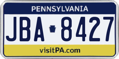 PA license plate JBA8427