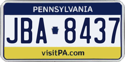 PA license plate JBA8437