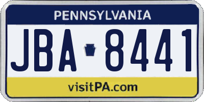 PA license plate JBA8441