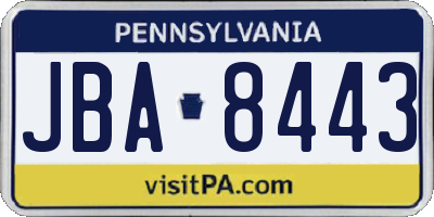 PA license plate JBA8443