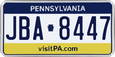 PA license plate JBA8447