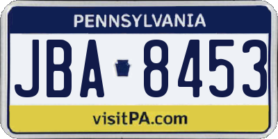 PA license plate JBA8453