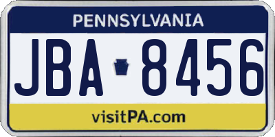 PA license plate JBA8456