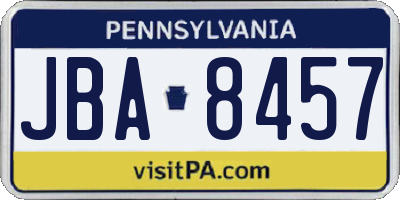 PA license plate JBA8457