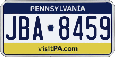 PA license plate JBA8459