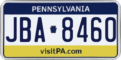PA license plate JBA8460