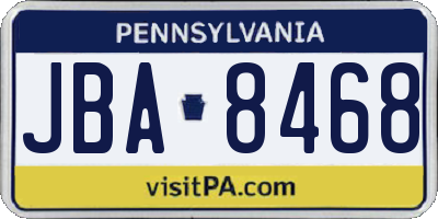 PA license plate JBA8468