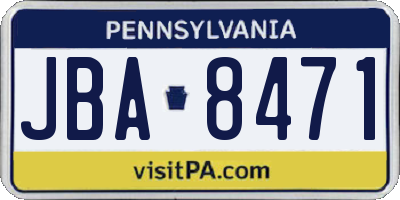 PA license plate JBA8471