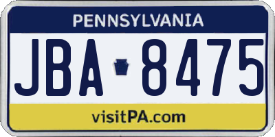 PA license plate JBA8475