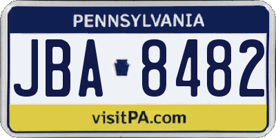 PA license plate JBA8482