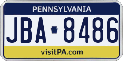PA license plate JBA8486