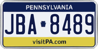 PA license plate JBA8489