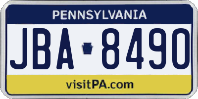 PA license plate JBA8490