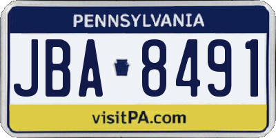 PA license plate JBA8491