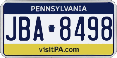 PA license plate JBA8498