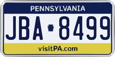 PA license plate JBA8499