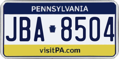 PA license plate JBA8504