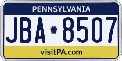 PA license plate JBA8507