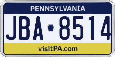 PA license plate JBA8514