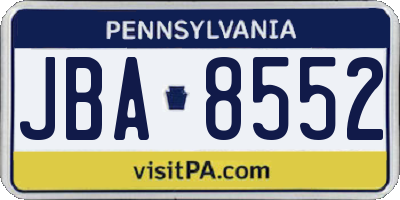 PA license plate JBA8552