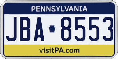 PA license plate JBA8553