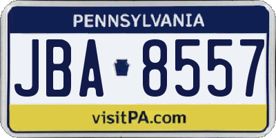 PA license plate JBA8557