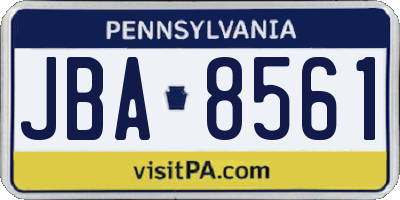 PA license plate JBA8561