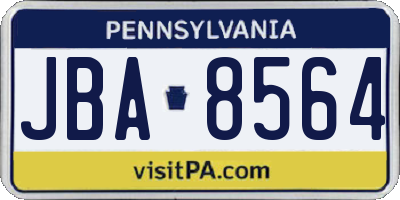 PA license plate JBA8564