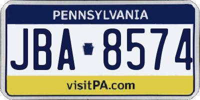 PA license plate JBA8574